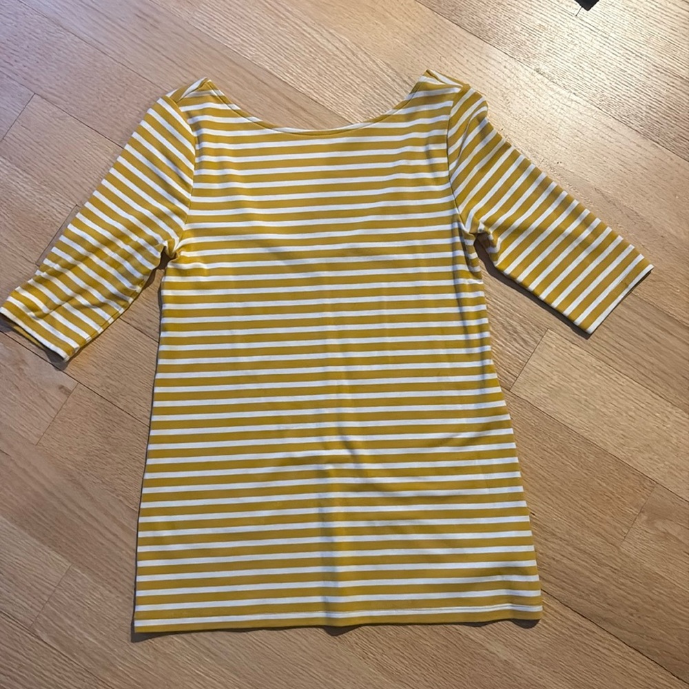 Old Navy Mustard and White Striped Shirt